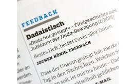 Leserbrief zur DADA-Ausgabe des ART Magazins Januar 2016 All Things Letters – Chris Campe, Hamburg