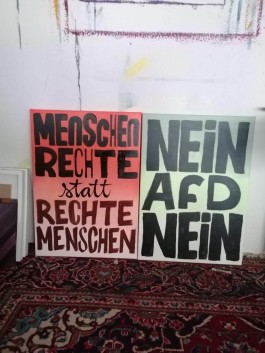 »Nein AfD Nein« Demoschild-Zeichnung von Christoph Babbel All Things Letters – Chris Campe, Hamburg