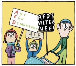 »AfD? Alter nee!« Demoschild-Zeichnung von Tanja Esch All Things Letters – Chris Campe, Hamburg