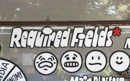 Detail von »Required Fields« Papp-Infografik und Performance von Chris Campe für die re:publica 25 in Berlin All Things Letters – Chris Campe, Hamburg