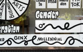 »Gender«, Detail von »Required Fields« Papp-Infografik und Performance von Chris Campe für die re:publica 25 in Berlin All Things Letters – Chris Campe, Hamburg