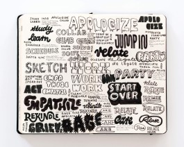 Seite aus dem Lettering-Skizzenbuch von Chris Campe, 2023 All Things Letters – Chris Campe, Hamburg